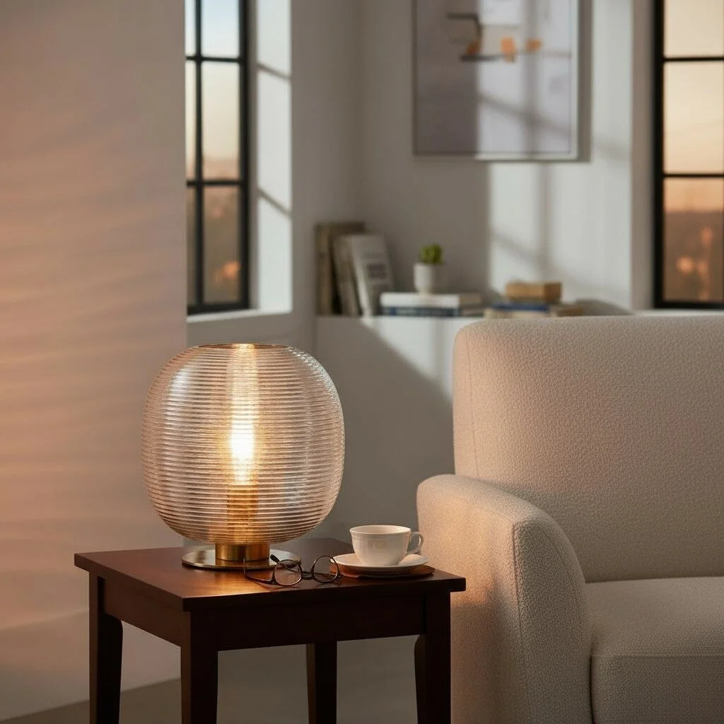 Glazen tafellamp Blizz chrome