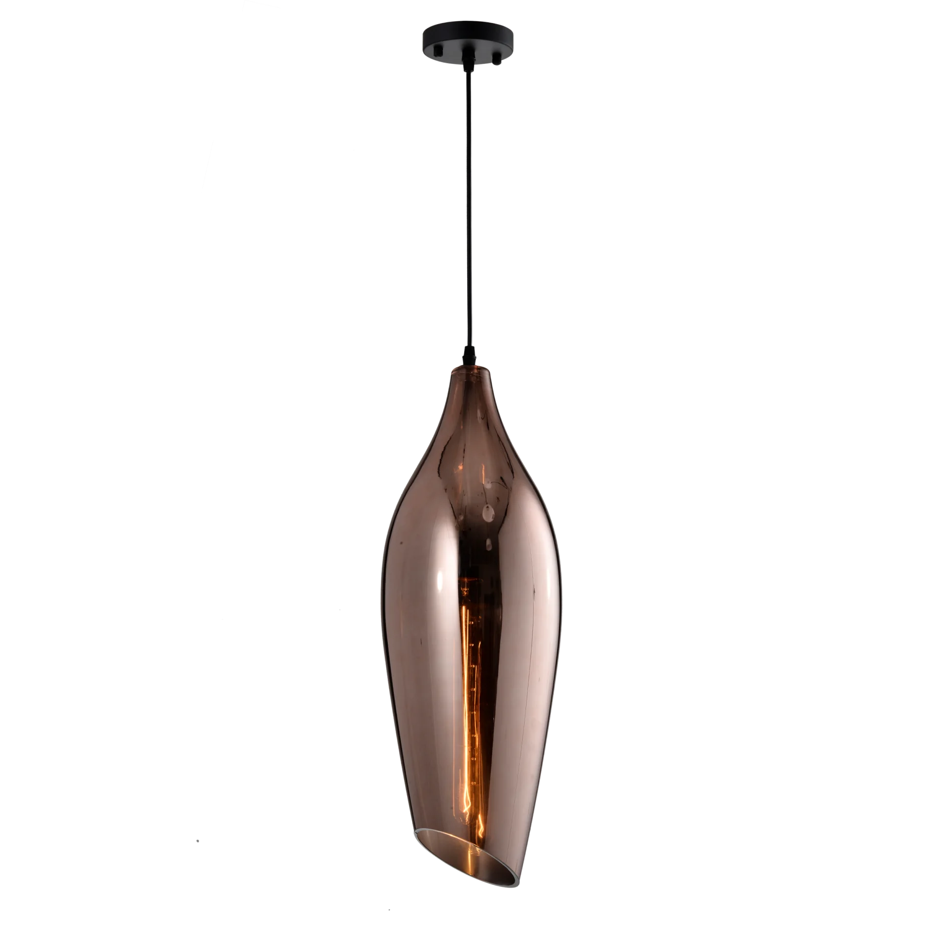 Glazen hanglamp Belezza koper-4